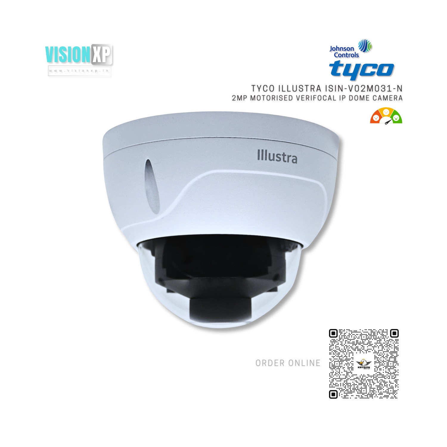 Tyco Illustra ISIN-V02M031-N Standard 2MP Motorized IP IR Dome Camera